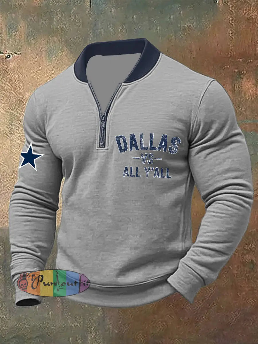 Men’s American Football Zipper Hoodie Gray / S