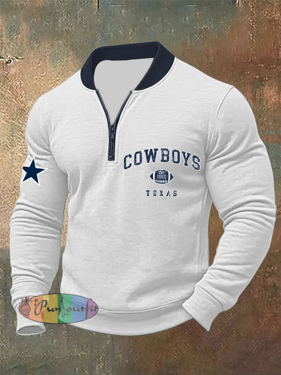 Men’s American Football Zipper Hoodie White / S