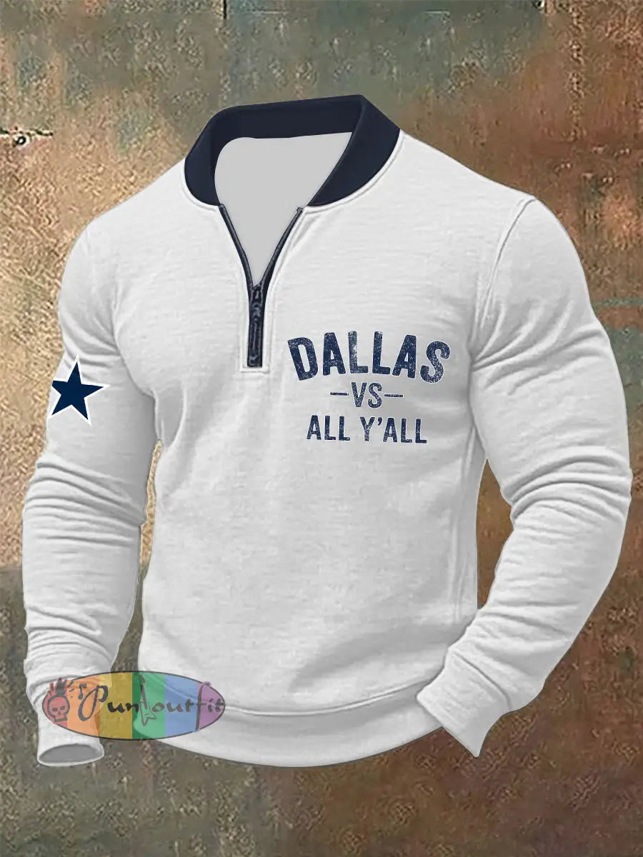 Men’s American Football Zipper Hoodie White / S