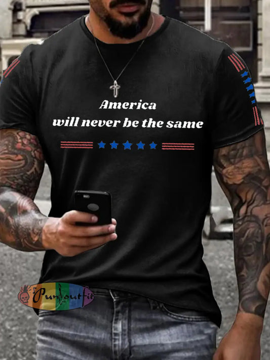 Men’s American Will Never Be The Same imitation cotton short-sleeved T-shirt Black / S