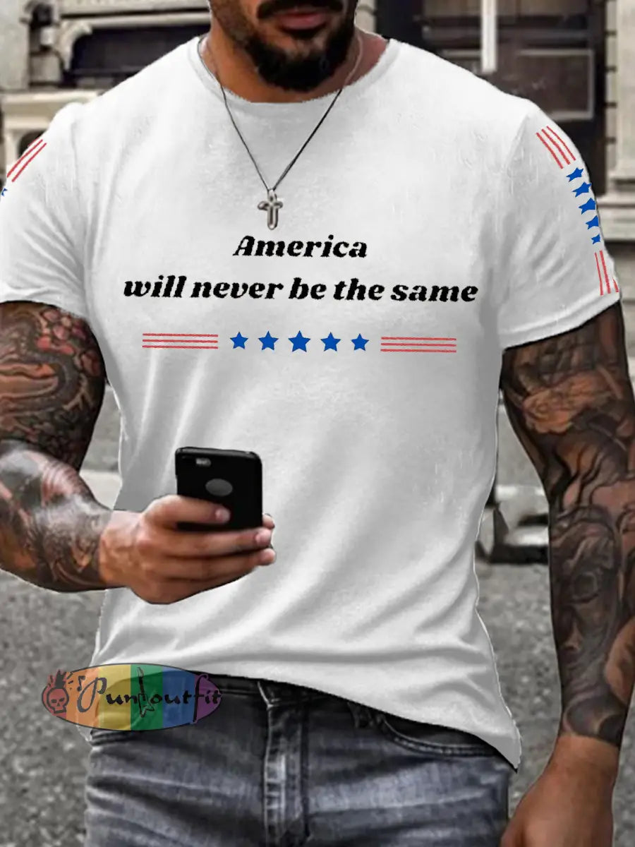 Men’s American Will Never Be The Same imitation cotton short-sleeved T-shirt White / S