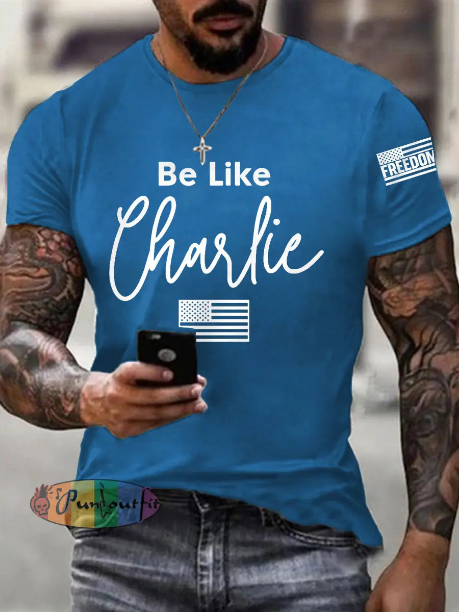 Men’s Be Like Charlie R.I.P Charlie Kirk Tee Blue / S