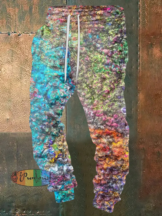 Men’s Bohemian Gradient Abstract Print Sweatpants Colorful / S