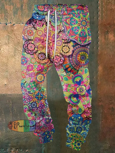 Men’s Bohemian Street Style Print Sweatpants Colorful / S