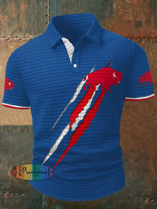 Men’s Buffalo Football Lover Printed Casual Tops Blue / S