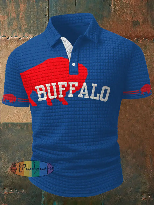 Men’s Buffalo Football Lover Printed Casual Tops Blue / S