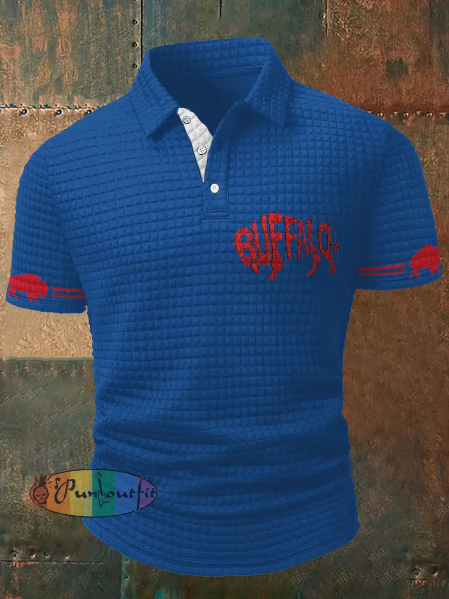 Men’s Buffalo Football Lover Printed Casual Tops Blue / S