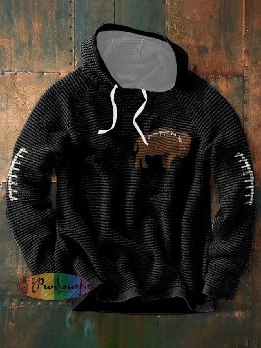 Men’s Buffalo Football Lover Printed Hoodie Black / S