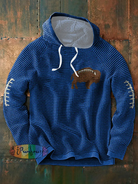 Men’s Buffalo Football Lover Printed Hoodie Blue / S
