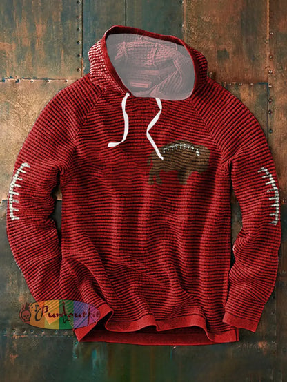 Men’s Buffalo Football Lover Printed Hoodie Red / S