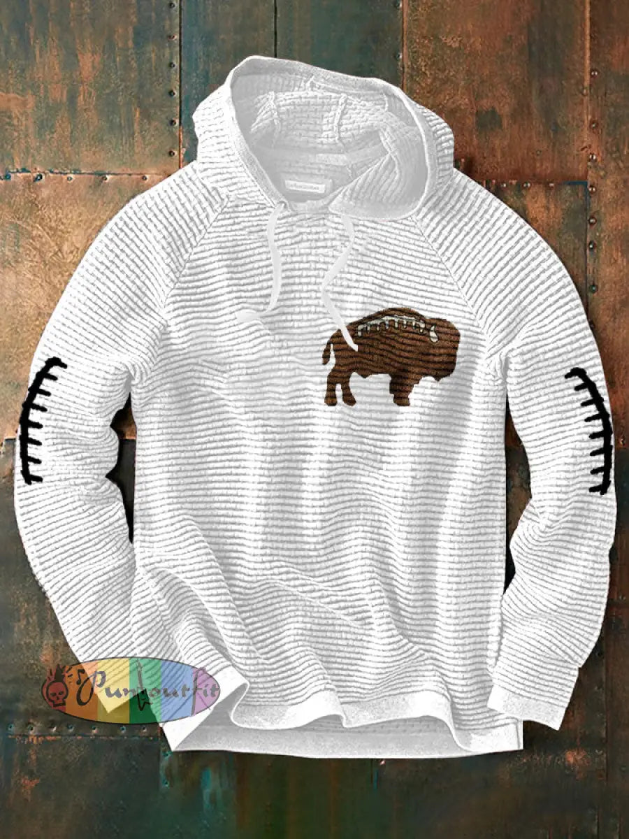 Men’s Buffalo Football Lover Printed Hoodie White / S