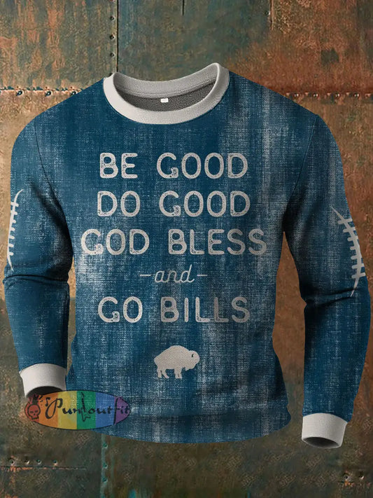 Men’s Buffalo Football Lover Printed Sweatshirt Blue / S