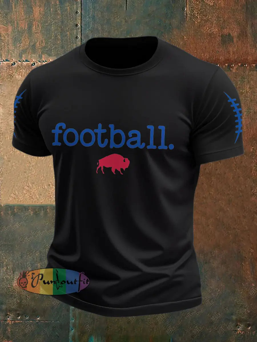 Men’s Buffalo Football Lover Printed T-shirt Black / S