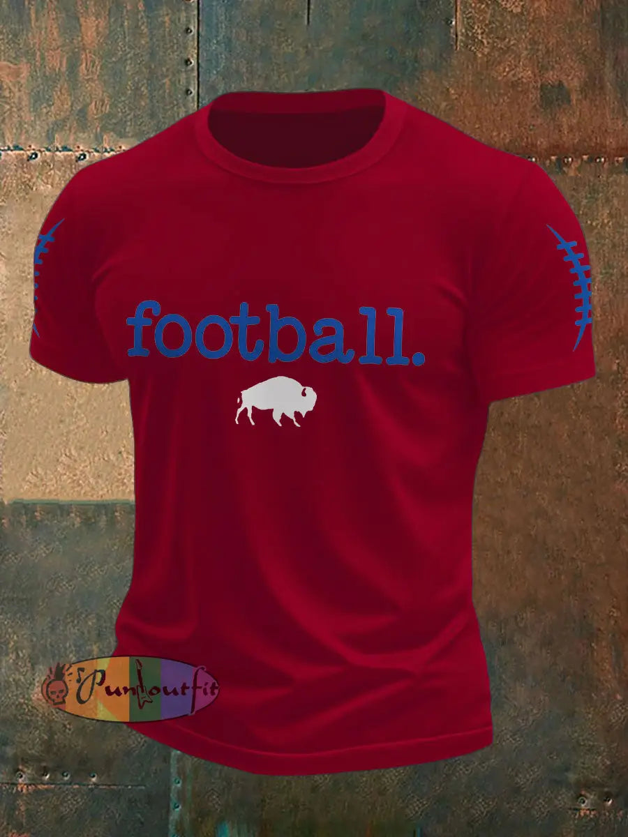 Men’s Buffalo Football Lover Printed T-shirt Deep Red / S