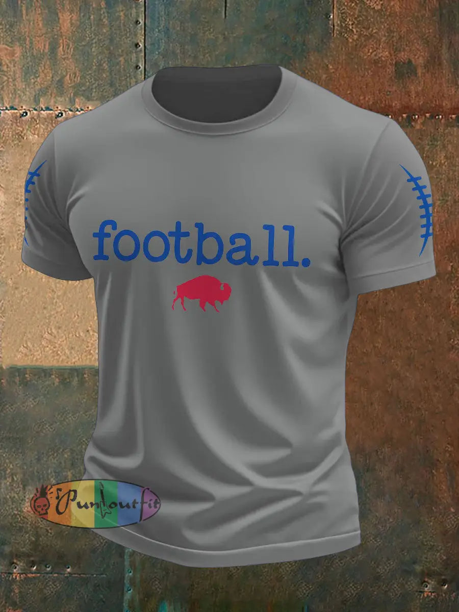 Men’s Buffalo Football Lover Printed T-shirt Light Gray / S