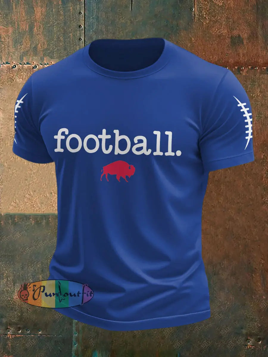 Men’s Buffalo Football Lover Printed T-shirt Royal Blue / S
