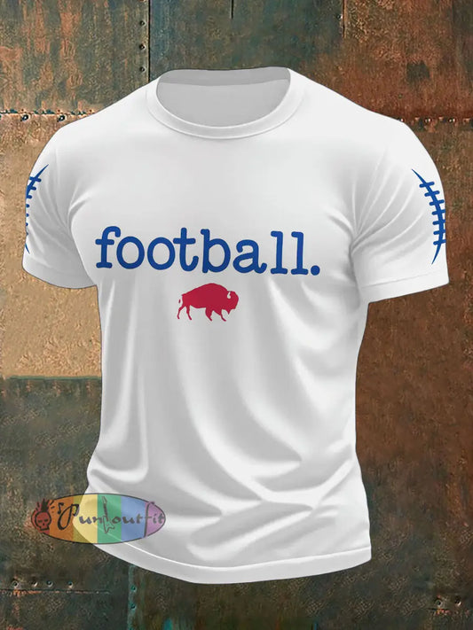 Men’s Buffalo Football Lover Printed T-shirt White / S