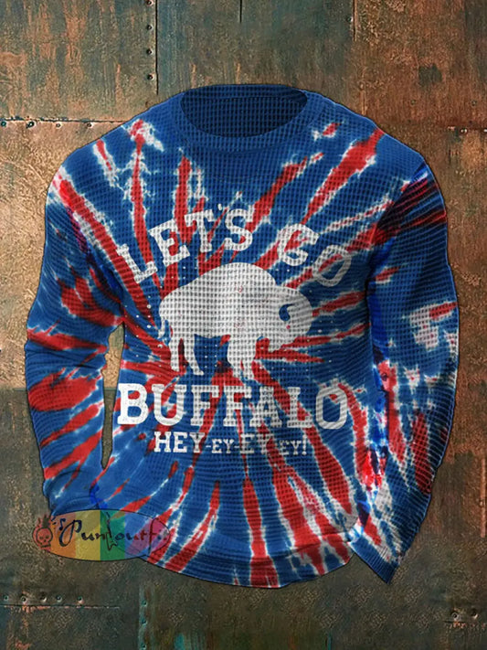 Men’s Buffalo Football Lover Printed Waffle T-Shirt As picture / S