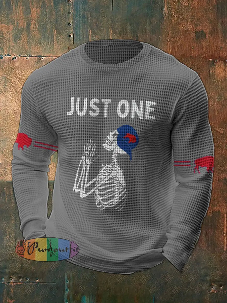 Men’s Buffalo Football Lover Printed Waffle T-Shirt Light Gray / S