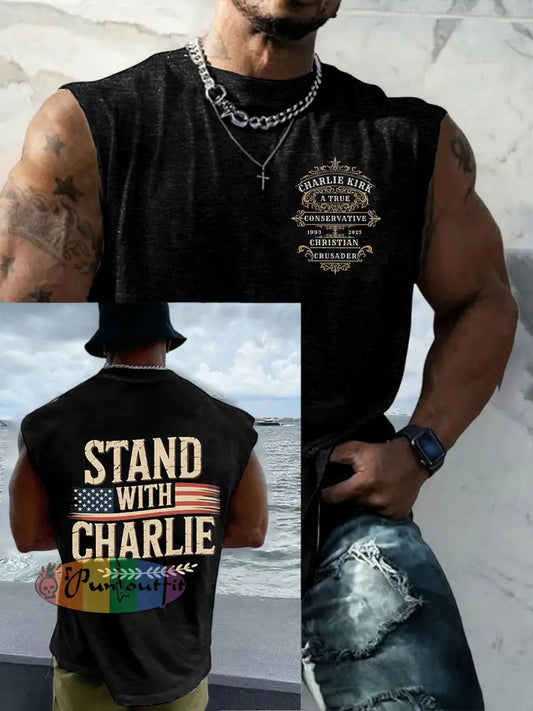 Men’s Casual Charlie Kirk Freedom Printed Tank Top Black / S