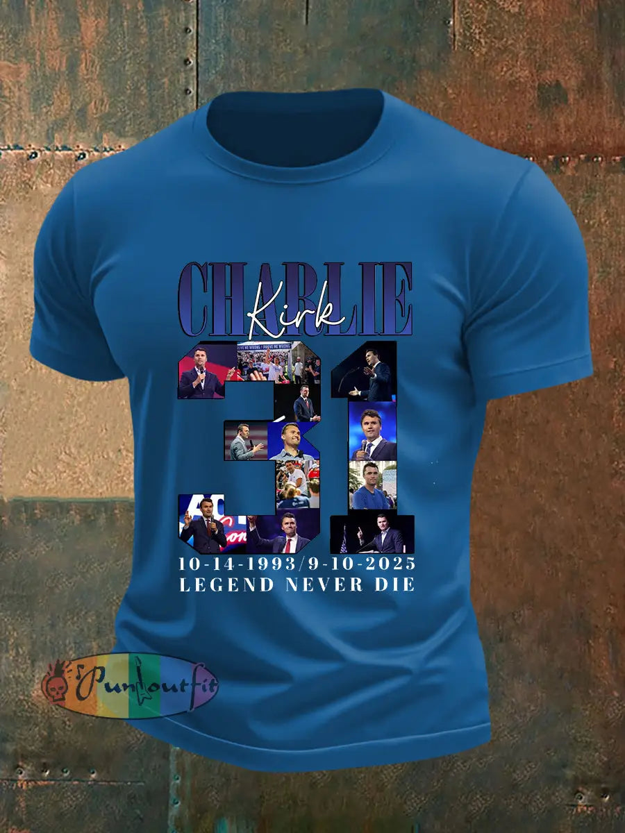 Men’s Charlie Kirk 31 Short-sleeved T-shirt Blue / S