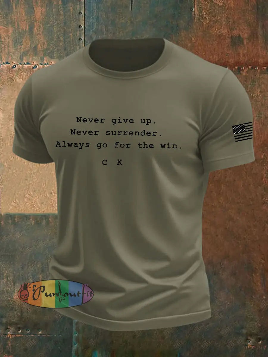 Men’s Charlie Kirk imitation cotton short-sleeved T-shirt Army Green / S