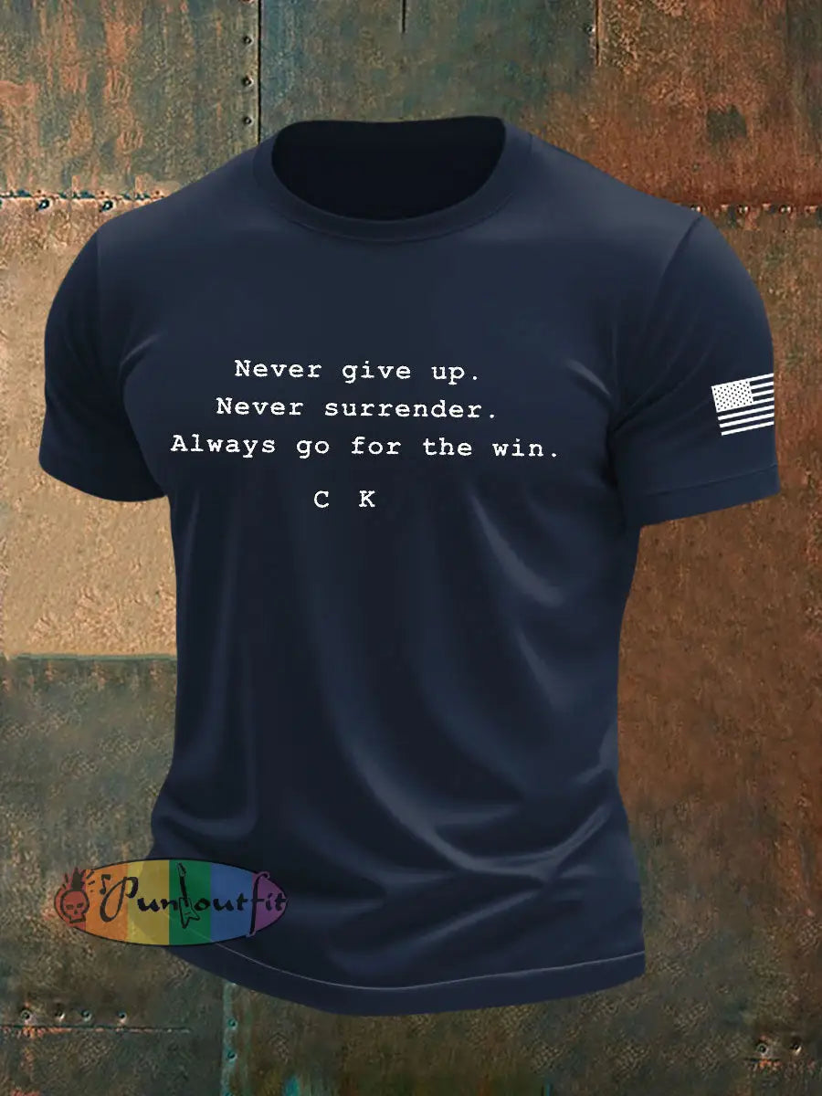 Men’s Charlie Kirk imitation cotton short-sleeved T-shirt Navy Blue / S