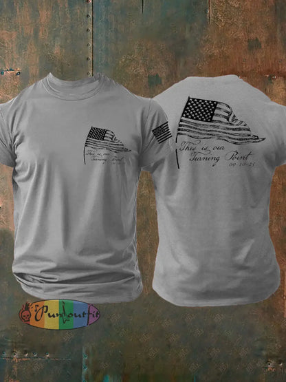Men’s Charlie Kirk Turning Point imitation cotton short-sleeved T-shirt Light Gray / S