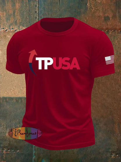 Men’s Charlie Kirk Turning Point imitation cotton short-sleeved T-shirt Pure Red / S