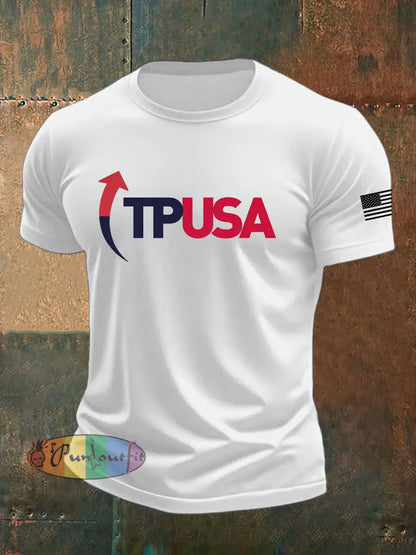 Men’s Charlie Kirk Turning Point imitation cotton short-sleeved T-shirt White / S