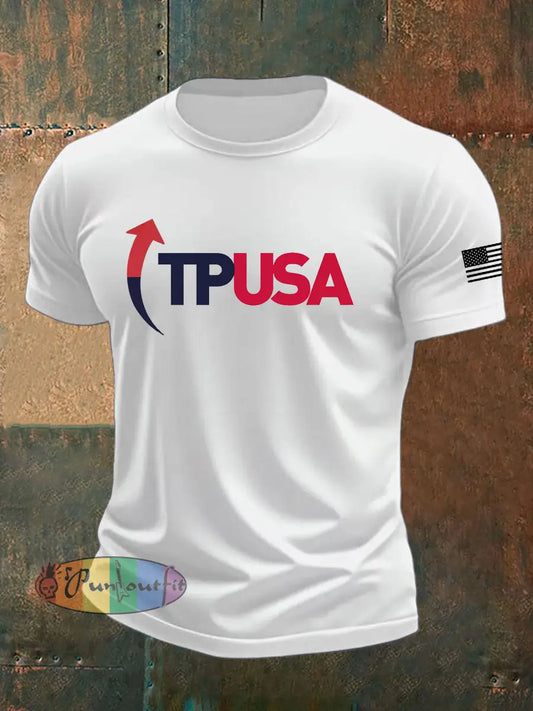Men’s Charlie Kirk Turning Point imitation cotton short-sleeved T-shirt White / S