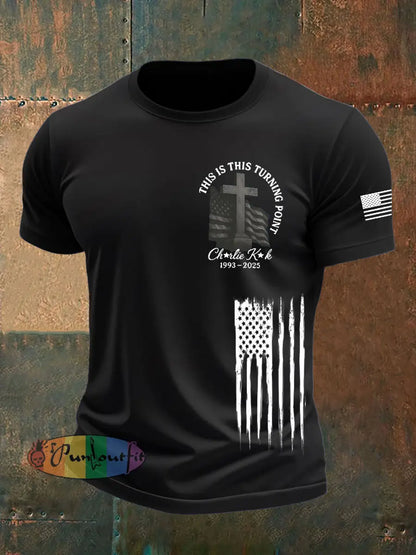 Men’s Charlie Kirk Turning Point short sleeves t-shirt Black / S