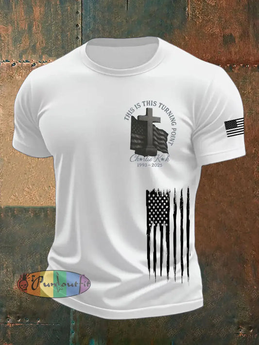 Men’s Charlie Kirk Turning Point short sleeves t-shirt White / S