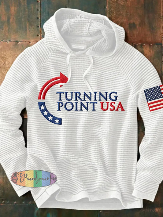 Men’s Charlie Kirk Turning Point USA Trump Commemorative Hoodie White / S