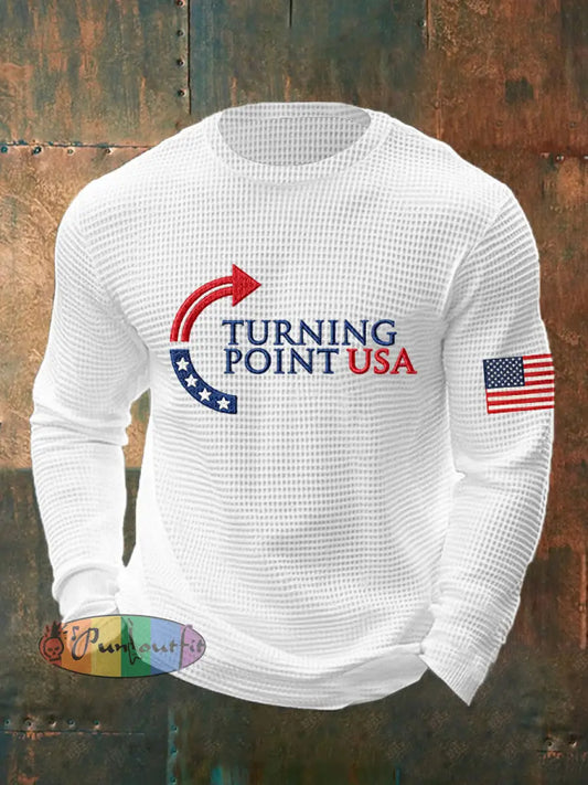 Men’s Charlie Kirk Turning Point USA Trump Commemorative Long Sleeve T-Shirt White / S