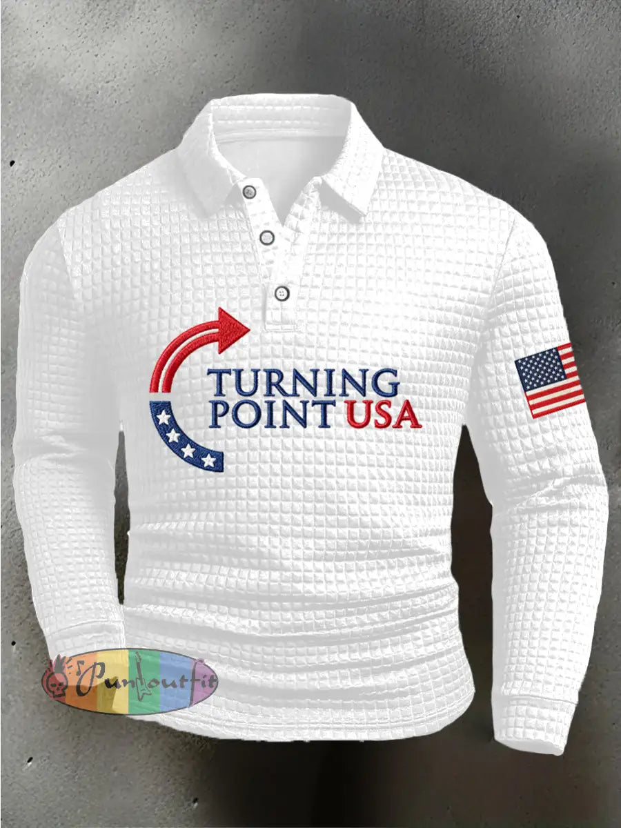 Men’s Charlie Kirk Turning Point USA Trump Commemorative Polo Shirt White / S