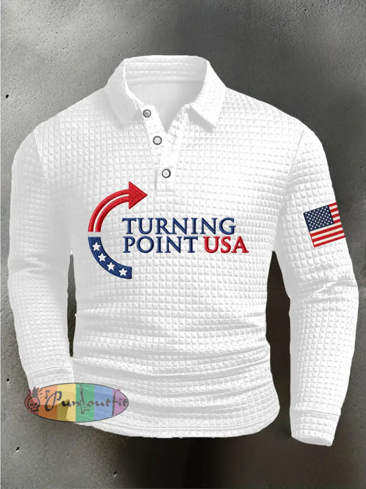 Men’s Charlie Kirk Turning Point USA Trump Commemorative Polo Shirt White / S