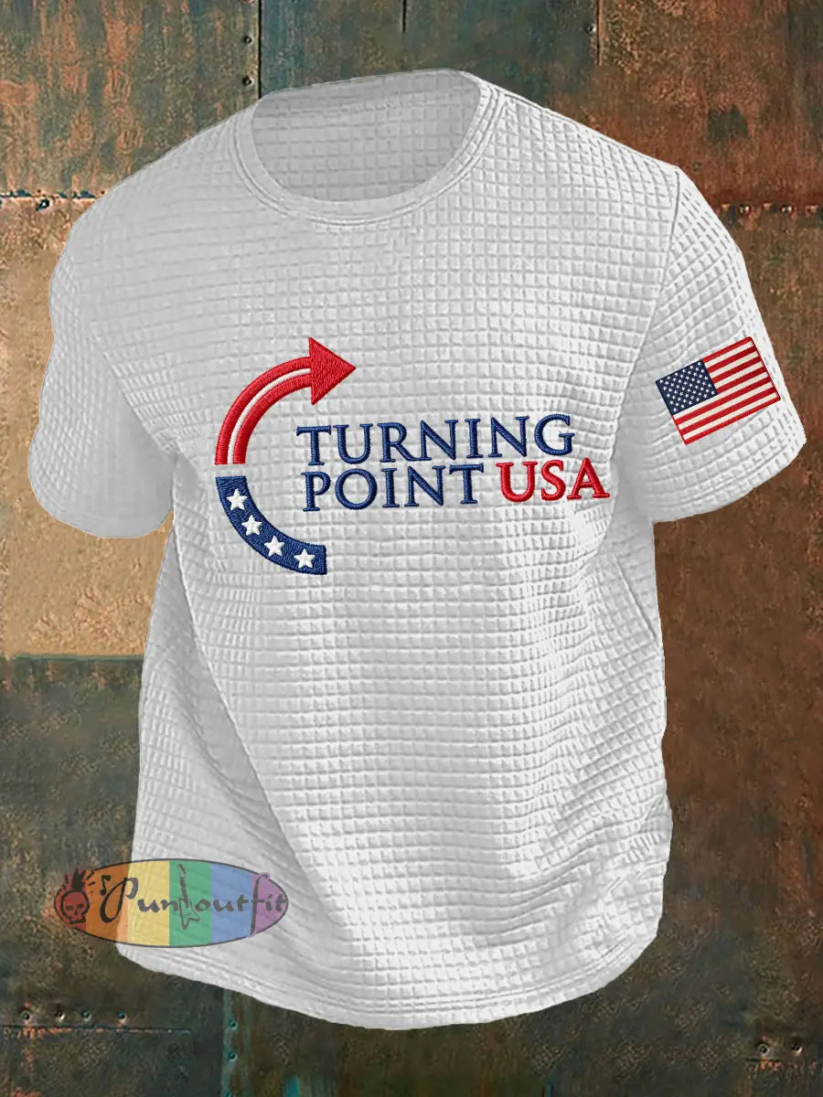 Men’s Charlie Kirk Turning Point USA Trump Commemorative Short Sleeve Shirt White / S
