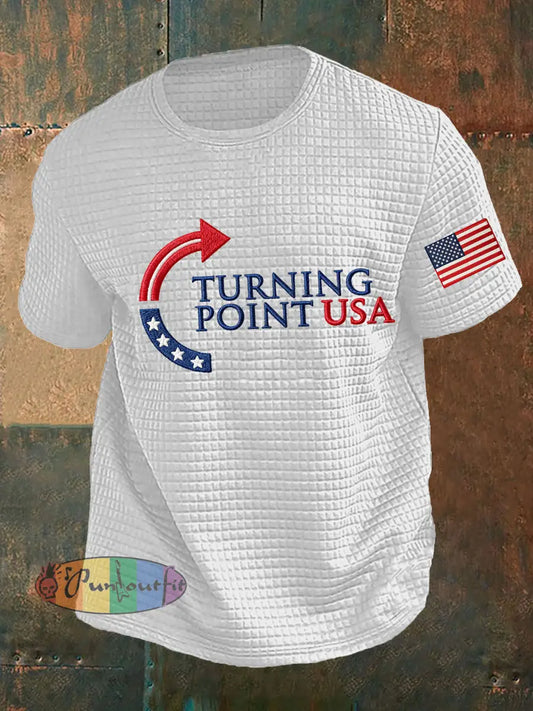 Men’s Charlie Kirk Turning Point USA Trump Commemorative Short Sleeve Shirt White / S