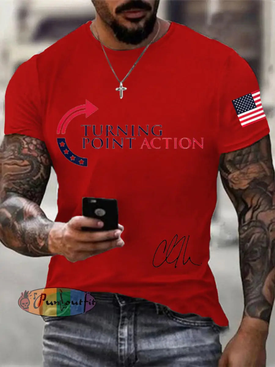 Men’s Charlie Kirk Turning Point USA Trump Commemorative T-Shirt Red / S