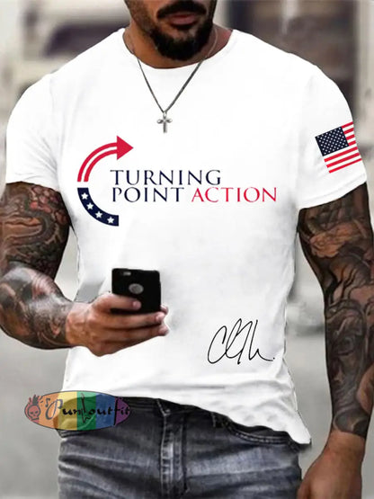Men’s Charlie Kirk Turning Point USA Trump Commemorative T-Shirt White / S