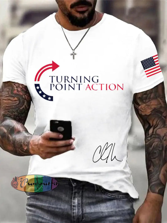 Men’s Charlie Kirk Turning Point USA Trump Commemorative T-Shirt White / S