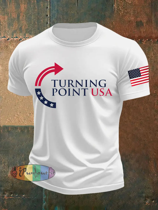 Men’s Charlie Kirk Turning Point USA Trump Commemorative T-Shirt White / S