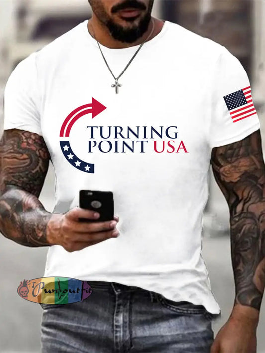 Men’s Charlie Kirk Turning Point USA Trump Commemorative T-Shirt White / S