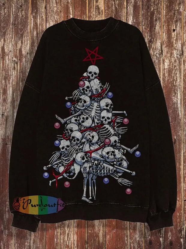 Men’s Christmas Elements Cartoon Print Sweatshirt Black / S