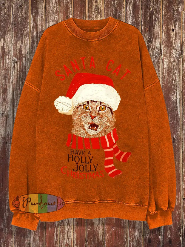 Men’s Christmas Printed Sweatshirt Orange / S