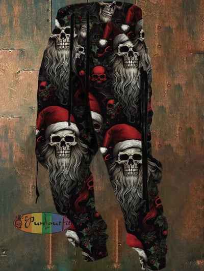 Men’s Christmas Skull Print Sweatpants As Shown / S Shorts