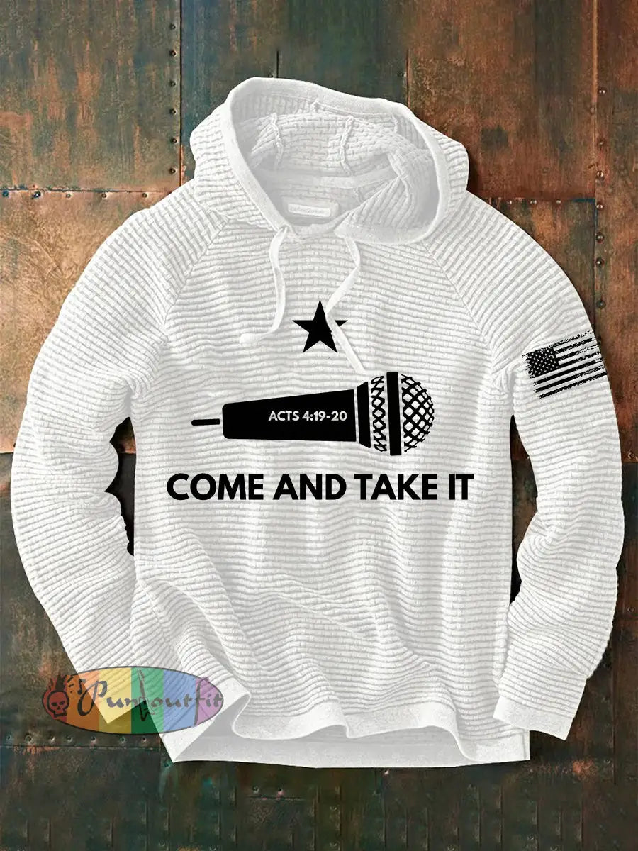 Men’s Come And Take It Print Charlie Kirk Memorial Hoodie White / S
