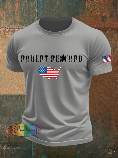 Men’s commemorate Robert Redford imitation cotton short-sleeved T-shirt Light Gray / S