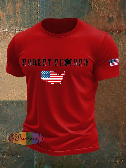 Men’s commemorate Robert Redford imitation cotton short-sleeved T-shirt Pure Red / S